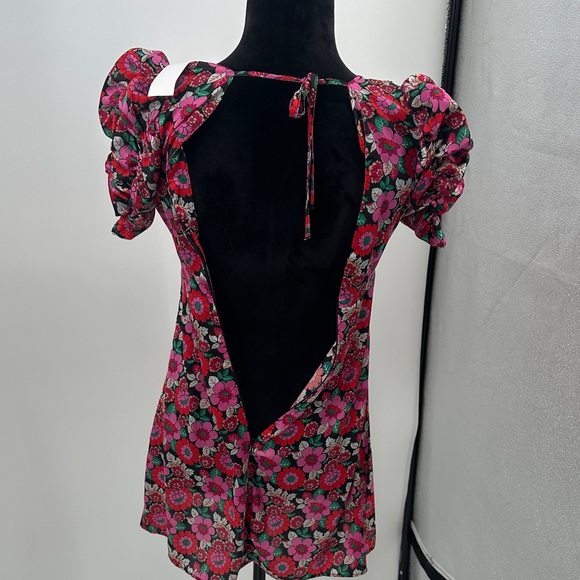 TOPSHOP Dress Floral Puff Sleeve size 4 - Picture 6 of 6
